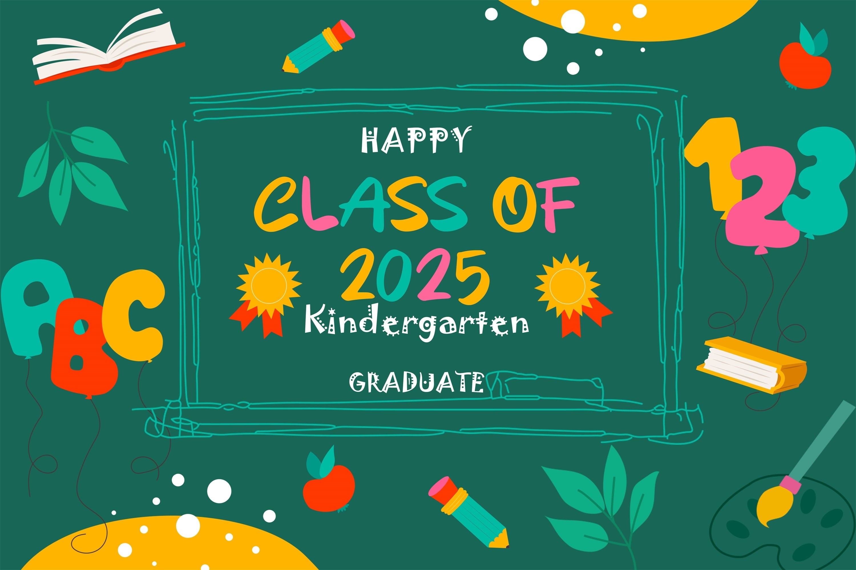 Graduation Backdrop Fotoshooting Bunte Kreidetafel Graduation Party Backdrop BRP3-25