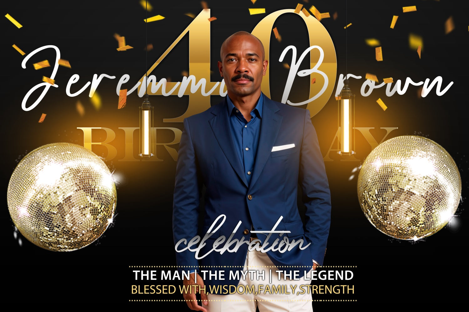 Personalisierte 40th Geburtstag Backdrop Disco Ball Elegant Backdrop BRP3-250