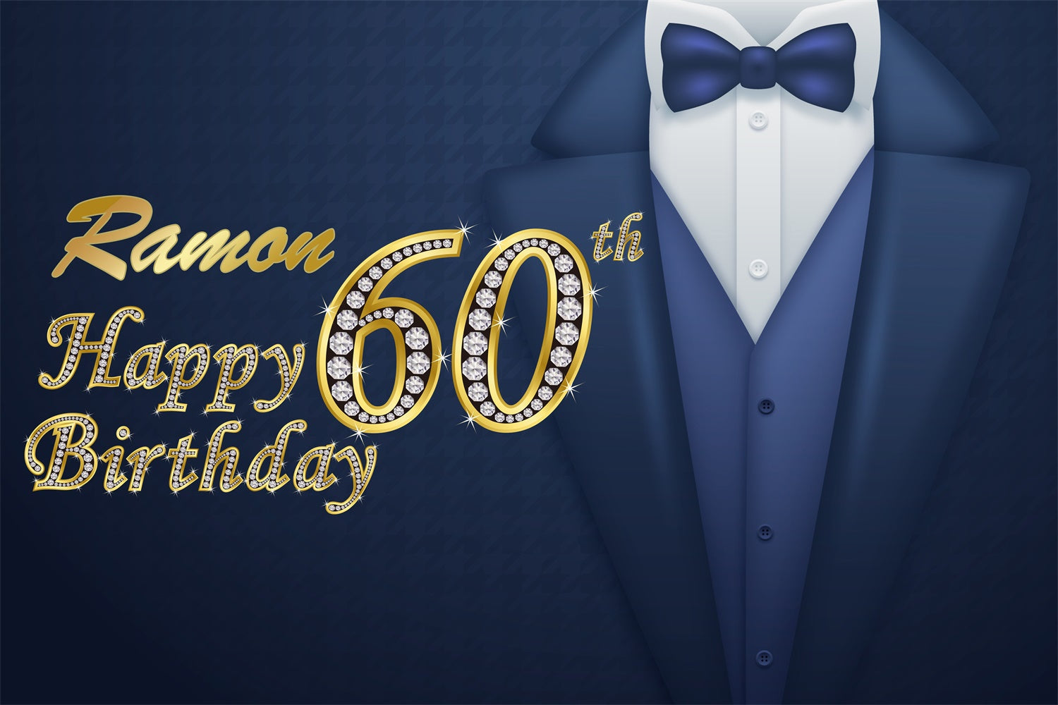 Personalisierte 60th Geburtstag Backdrop Elegant Blau Gold Smoking Backdrop BRP3-257