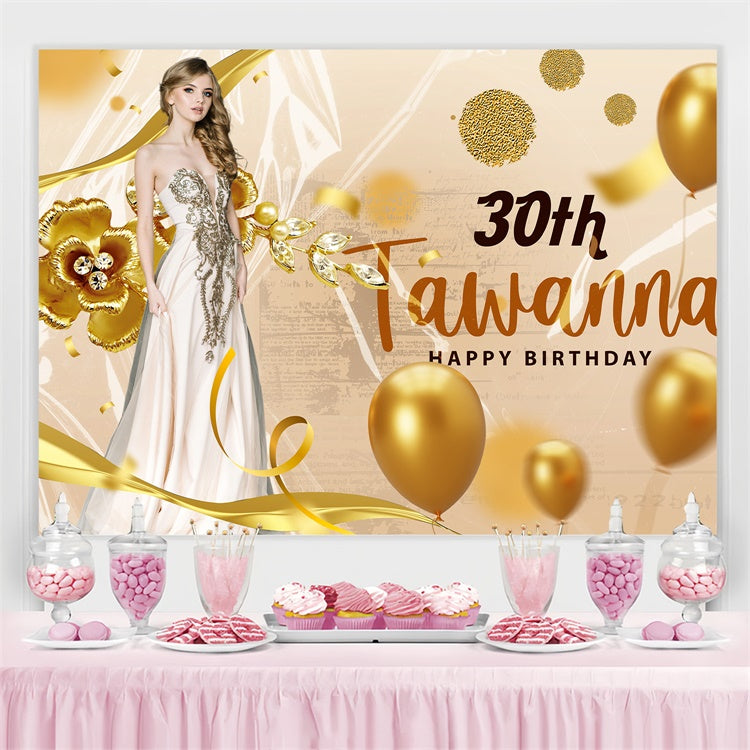 Benutzerdefinierte Geburtstag Backdrop Elegant Gold Blumen Ballon Backdrop BRP3-259