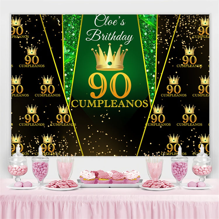 Benutzerdefinierte Backdrop For Geburtstag Emerald Krone Golden 90th Backdrop BRP3-261