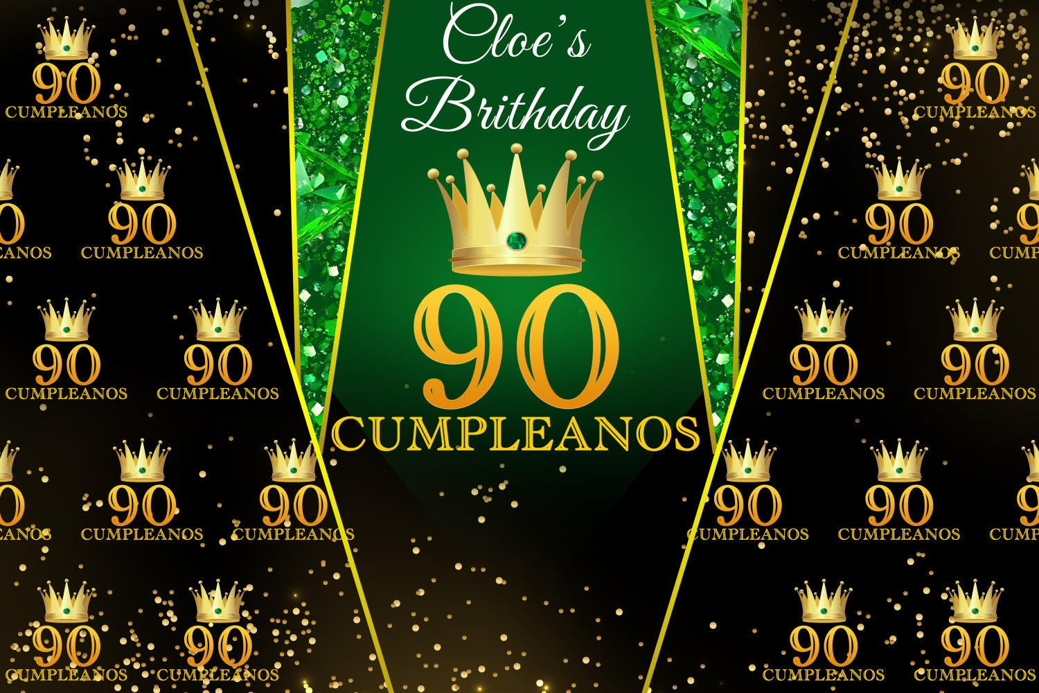 Benutzerdefinierte Backdrop For Geburtstag Emerald Krone Golden 90th Backdrop BRP3-261
