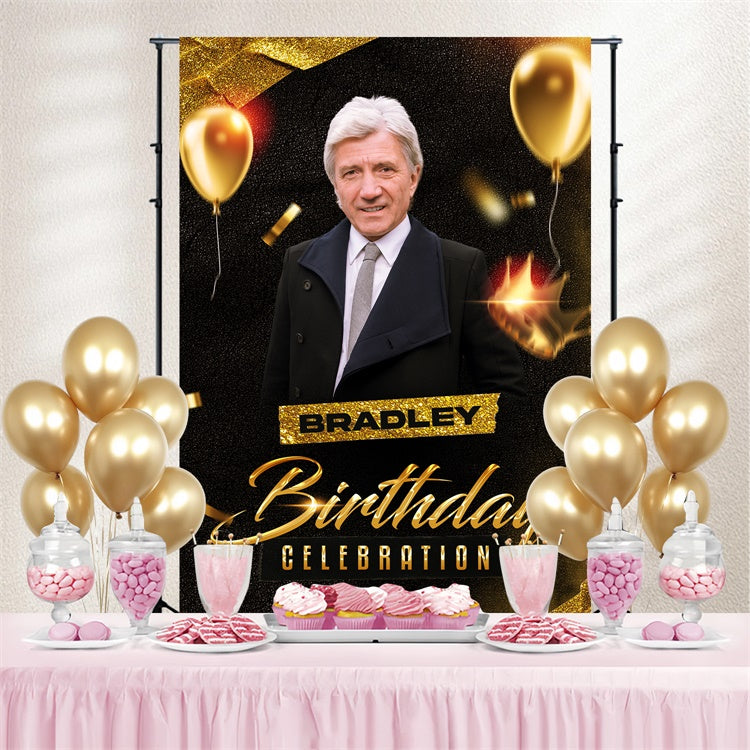 Benutzerdefinierte Made Geburtstag Backdrops Klassisch Golden Ballon Backdrop BRP3-262