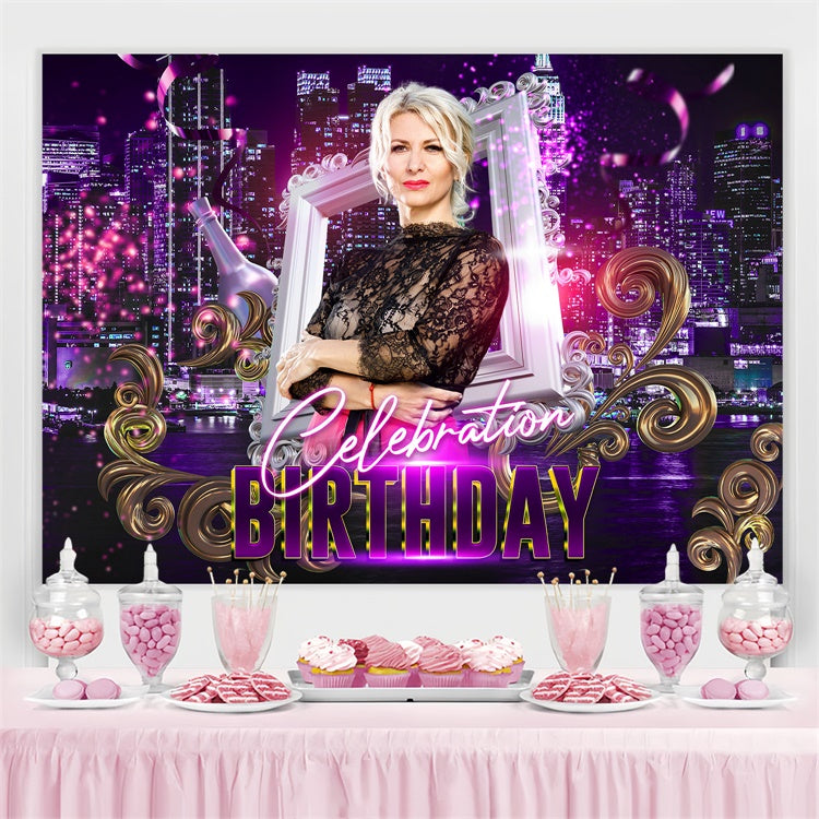 Personalisierte Backdrop For Geburtstag Glamorous City Night Backdrop BRP3-263