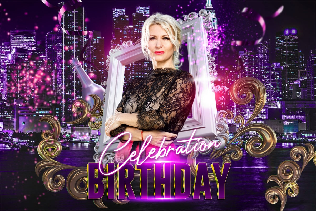 Personalisierte Backdrop For Geburtstag Glamorous City Night Backdrop BRP3-263