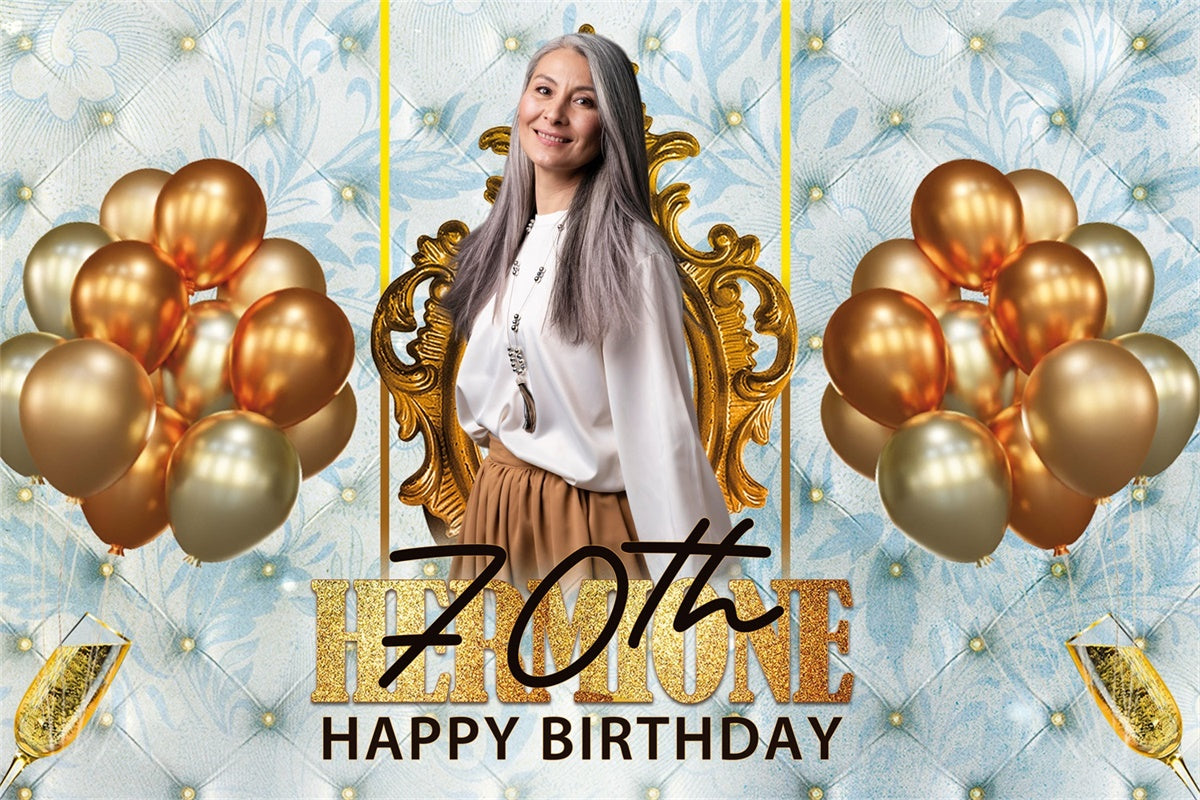Personalisierte 70th Geburtstag Backdrop Soft Blau Vintage Backdrop BRP3-264