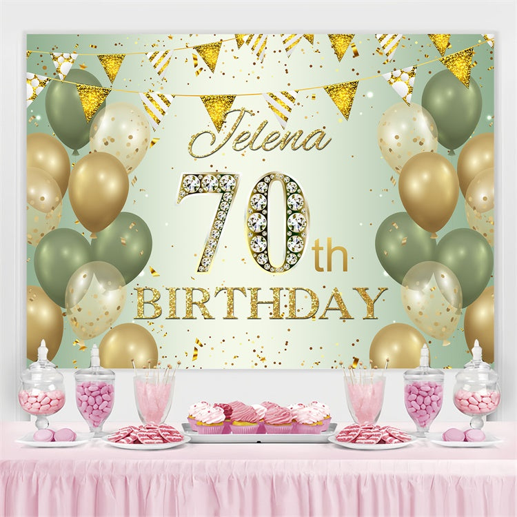 Benutzerdefinierte Happy Geburtstag Backdrop Grün Gold Konfetti Ballon Backdrop BRP3-274