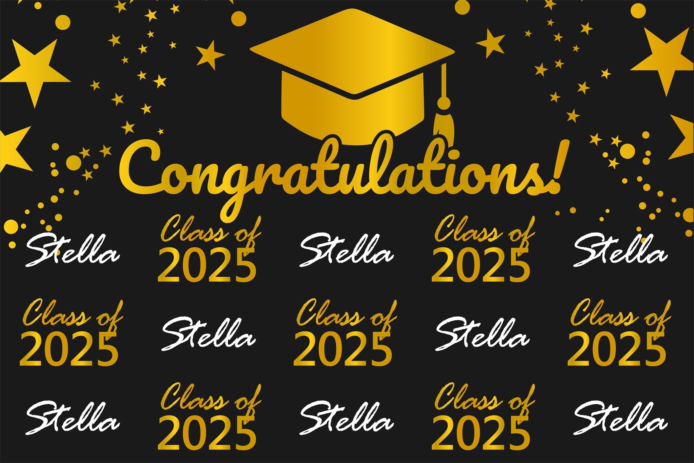 Personalisierte Graduation Backdrop Elegant Schwarz Graduation Party Backdrop BRP3-3