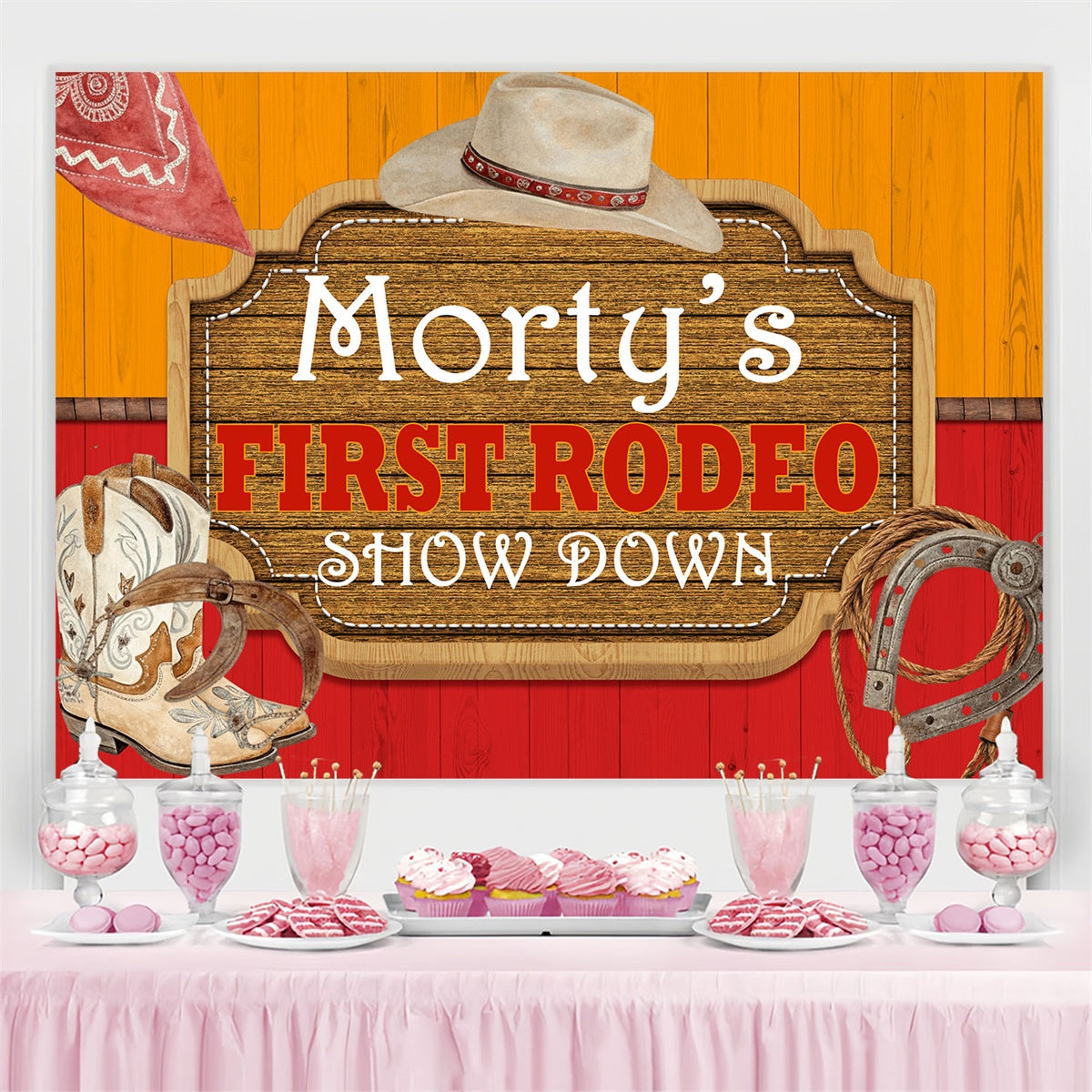 Benutzerdefinierte Geburtstagsparty Backdrop Western Cowboy Rodeo Backdrop BRP3-31