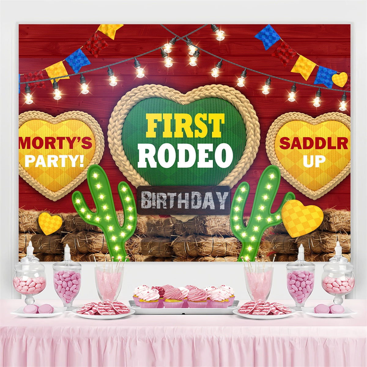 Geburtstag Backdrop Personalisierte Wild West Neon Lights Backdrop BRP3-32