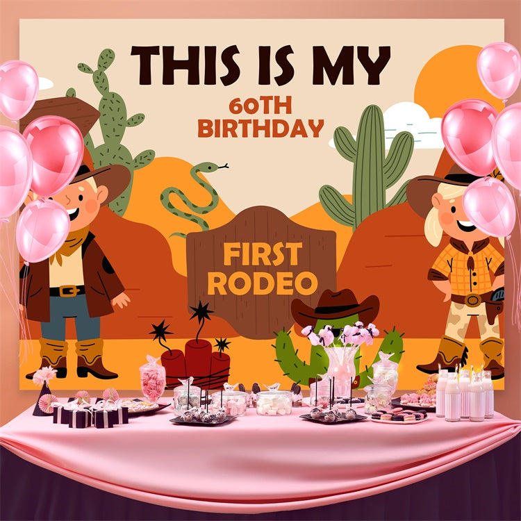 Personalisierte 60. Geburtstag Backdrop Western Cowboy Abenteuer Backdrop BRP3-33