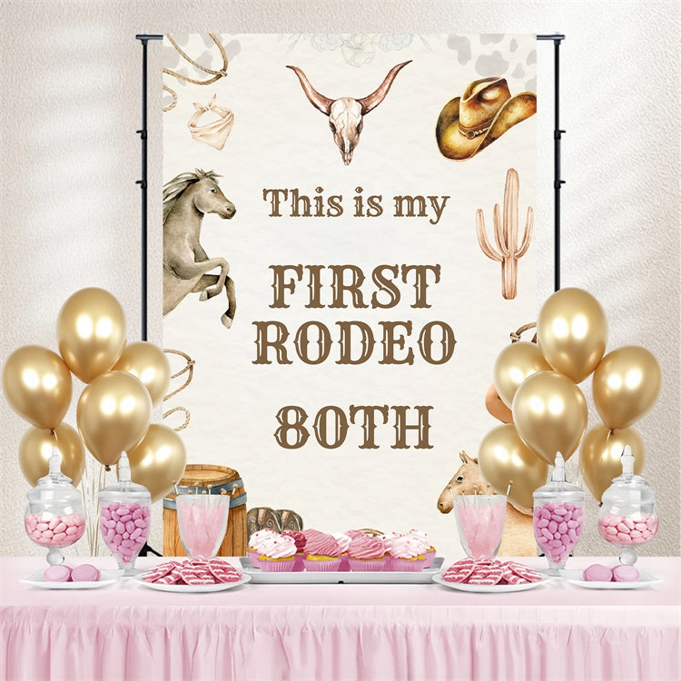 Personalisierte Geburtstag Fotokulisse Rustikale Cowboy 80. Geburtstag Kulisse BRP3-36
