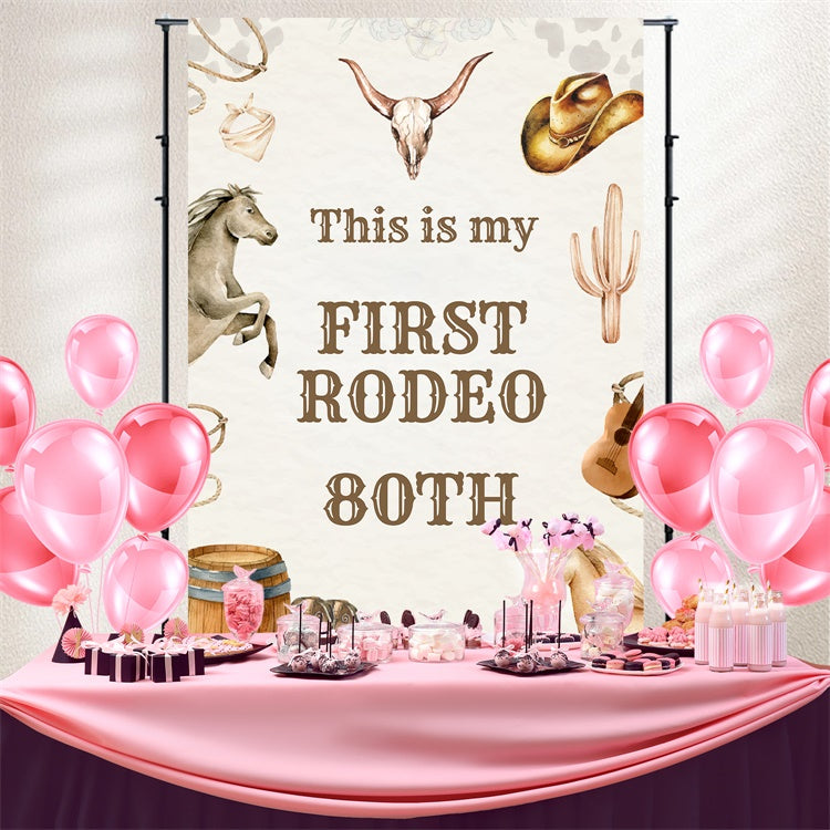 Personalisierte Geburtstag Fotokulisse Rustikale Cowboy 80. Geburtstag Kulisse BRP3-36