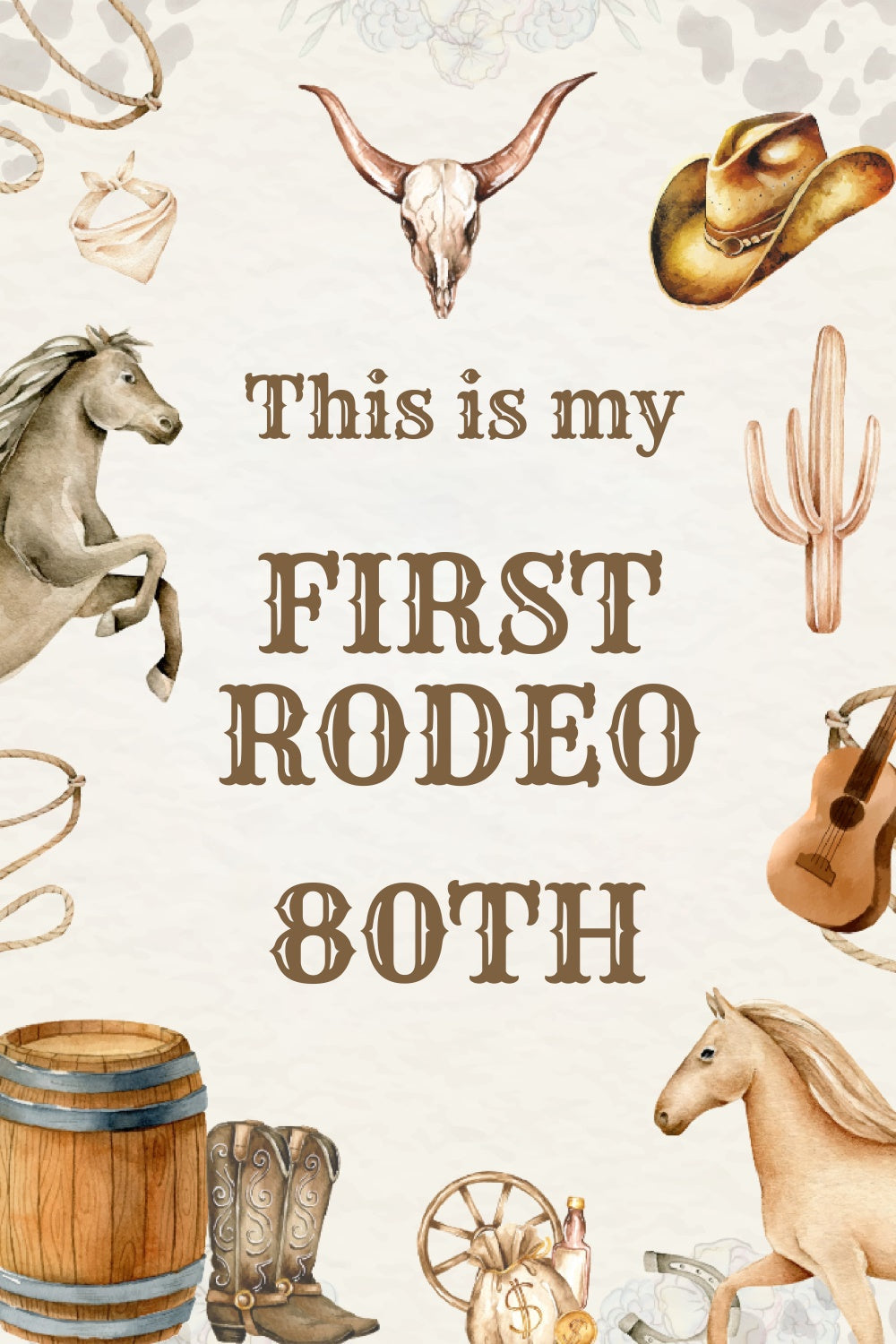 Personalisierte Geburtstag Fotokulisse Rustikale Cowboy 80. Geburtstag Kulisse BRP3-36