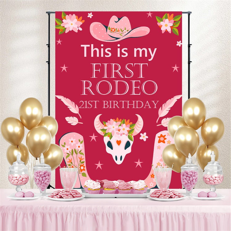 Personalisierte 21. Geburtstag Backdrop Cowgirl Stiefel Party Backdrop BRP3-38