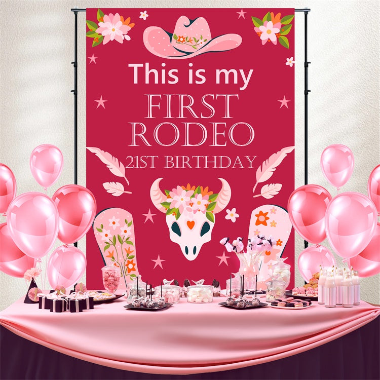 Personalisierte 21. Geburtstag Backdrop Cowgirl Stiefel Party Backdrop BRP3-38