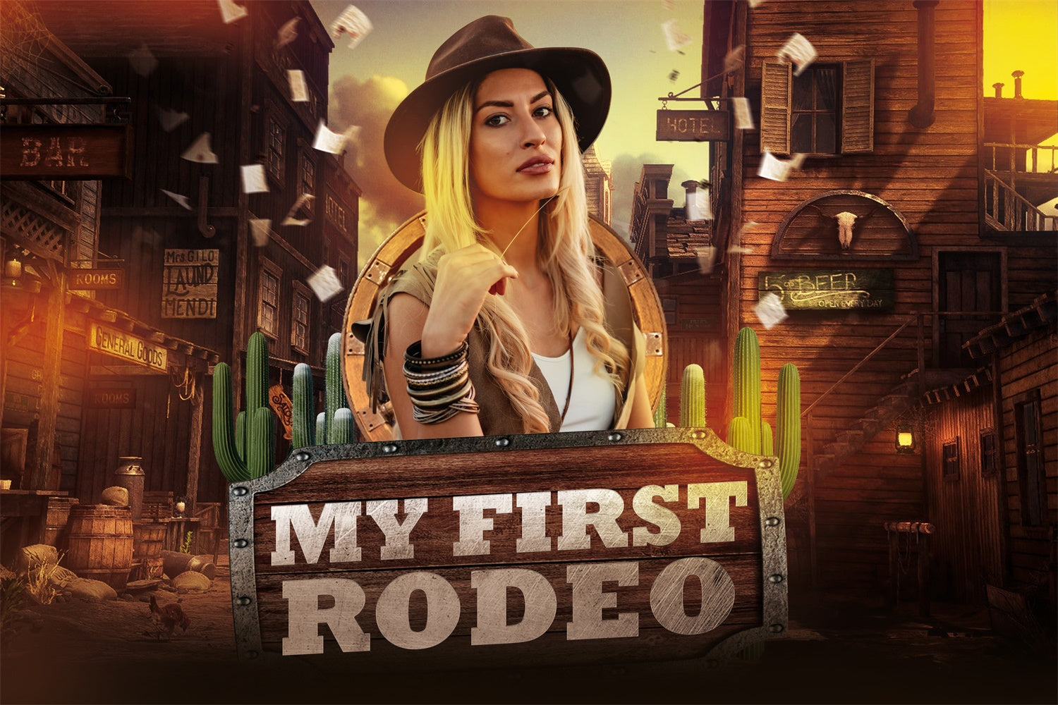 Custom Birthday Backdrops Cowgirl Abenteuer Wild West Backdrop BRP3-41