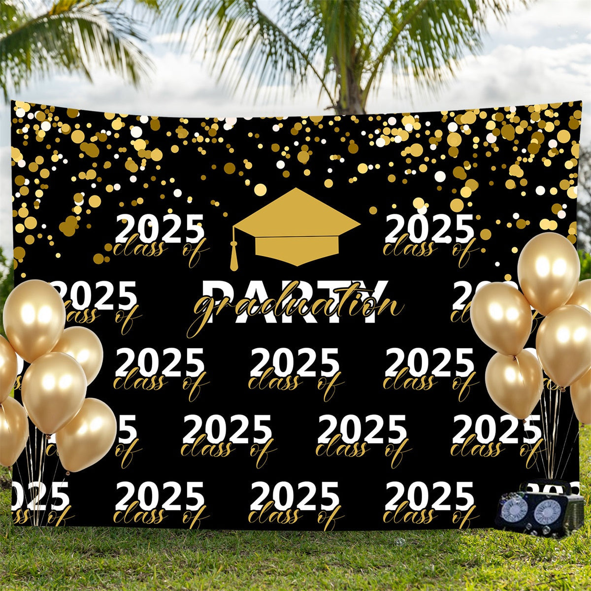 Personalisierte Graduation Backdrop Glänzend Gold Graduation Party Backdrop BRP3-5