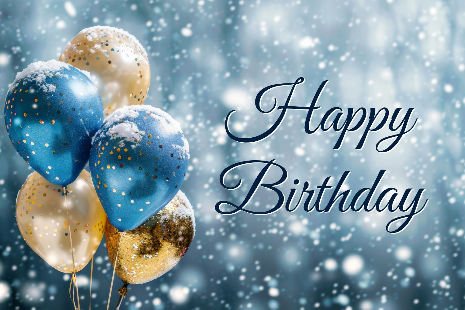 Custom Birthday Backdrops Winter Wonderland Ballons Backdrop BRP3-68