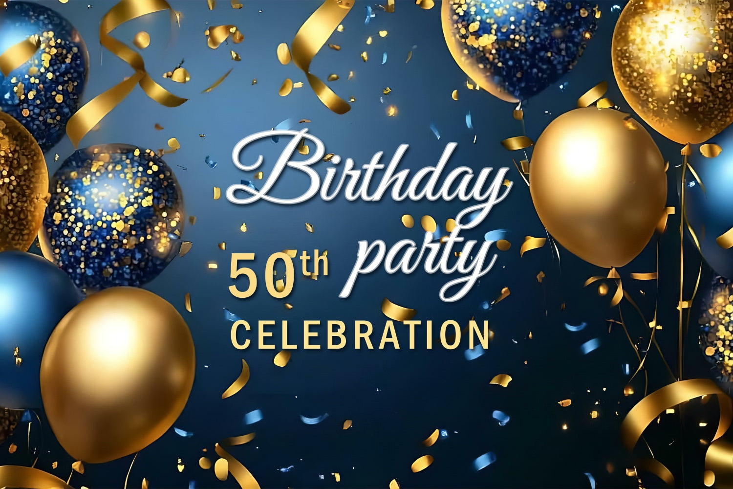 Personalisierte 50. Geburtstag Backdrop Luxus Konfetti Backdrop BRP3-69