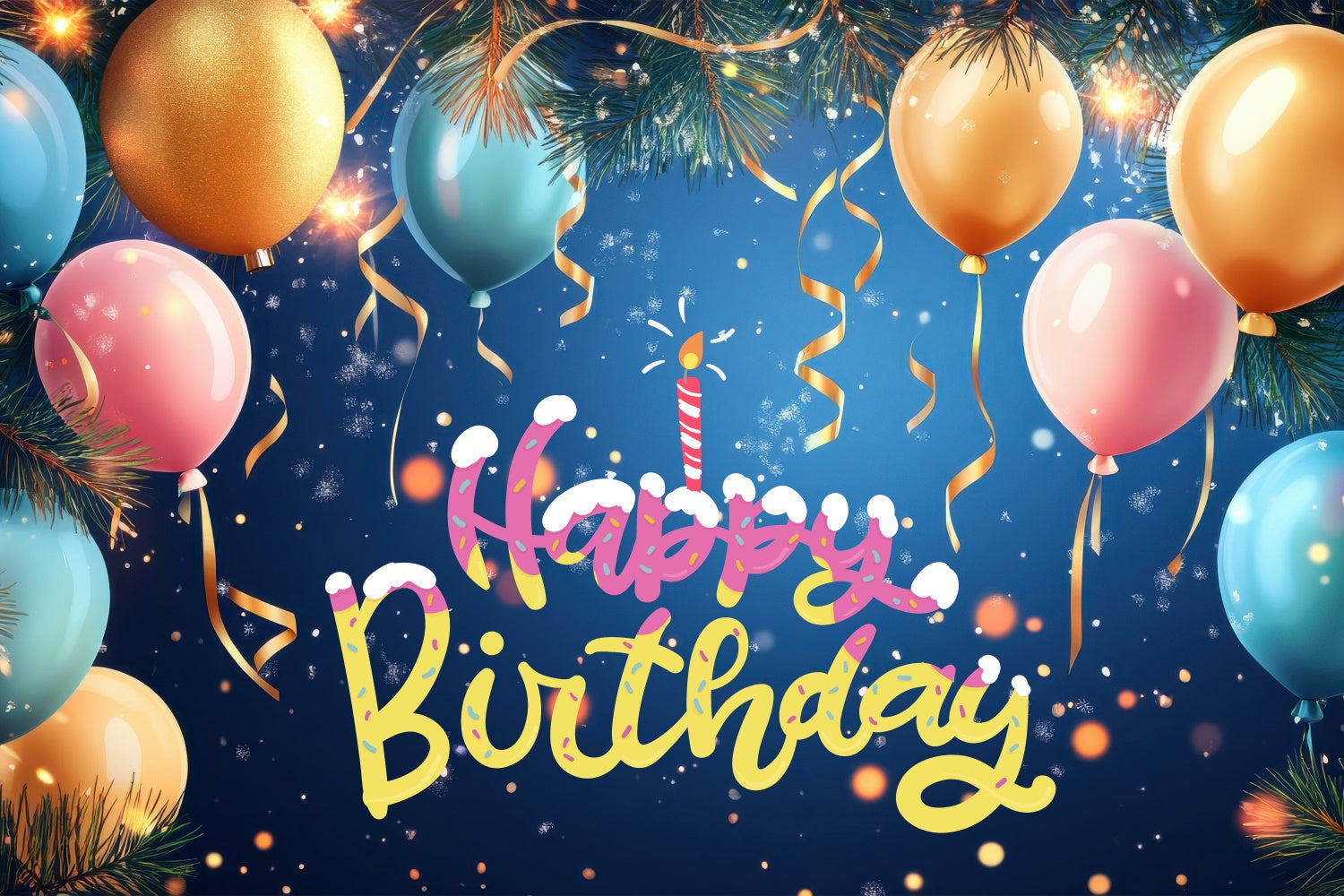 Individuelles Happy Birthday Backdrop Festliche Kiefer Luftballons Backdrop BRP3-70