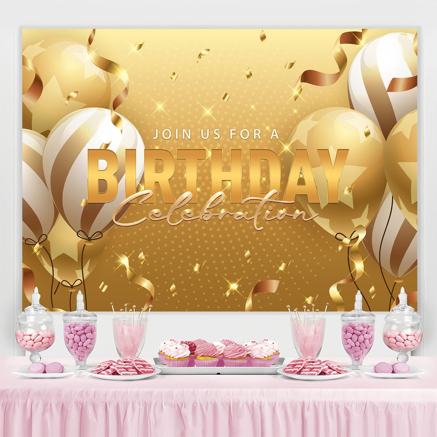 Benutzerdefinierte Geburtstag Backdrops Glühende Glitter Konfetti Backdrop BRP3-72