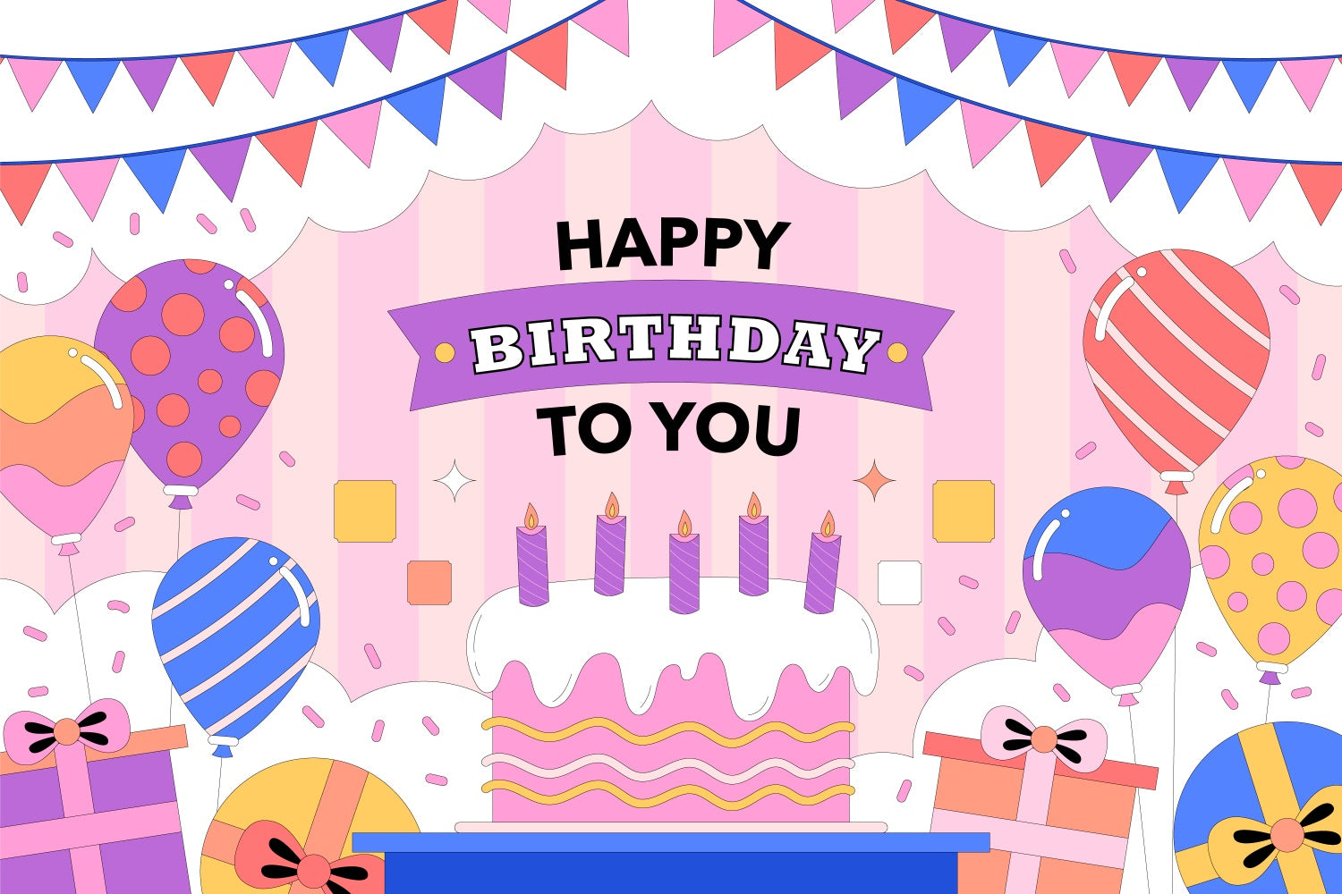 Personalisierte Backdrop für Geburtstag Bunte Ballons Kuchen Backdrop BRP3-75