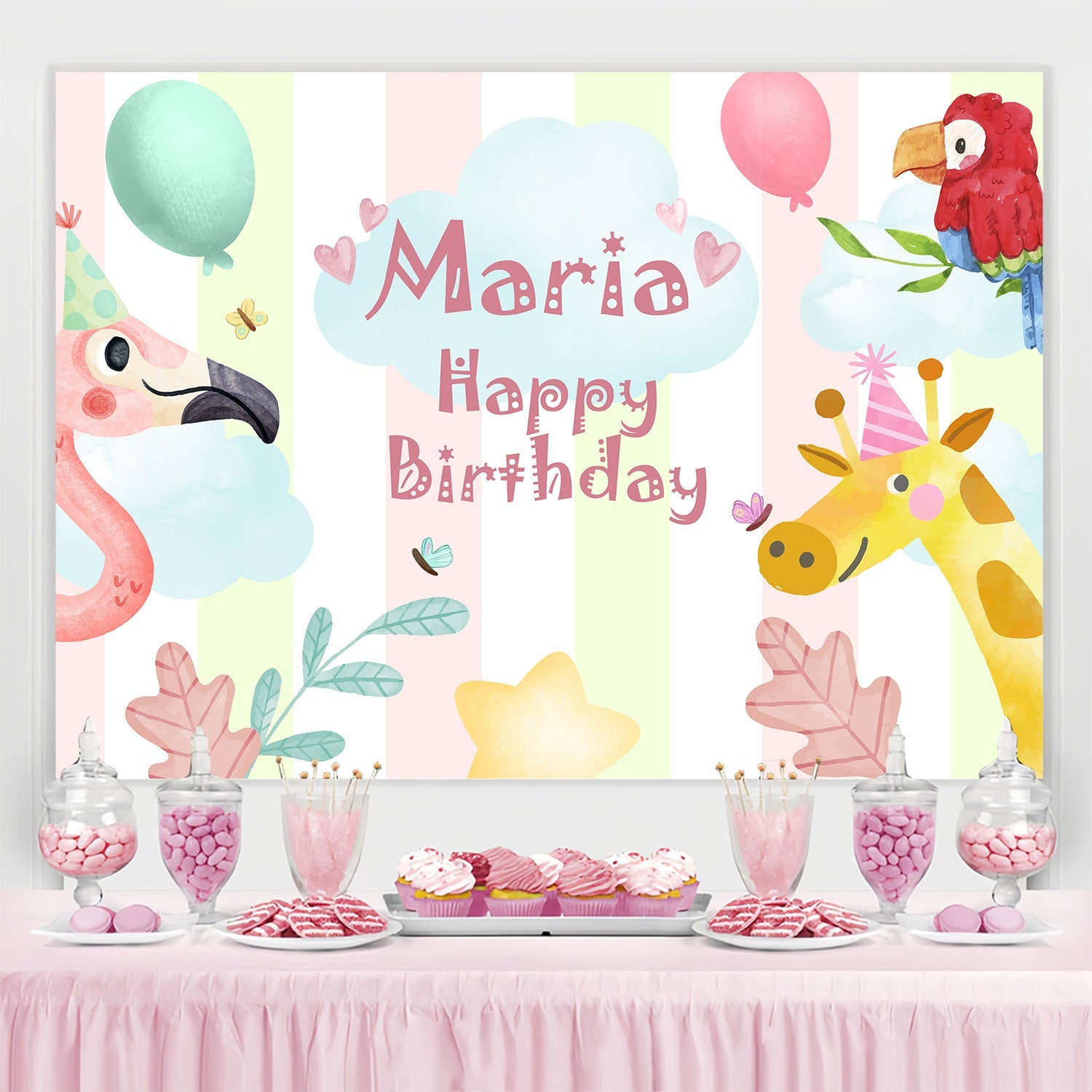 Personalisierte Backdrop für Geburtstag Safari Tier Party Backdrop BRP3-76