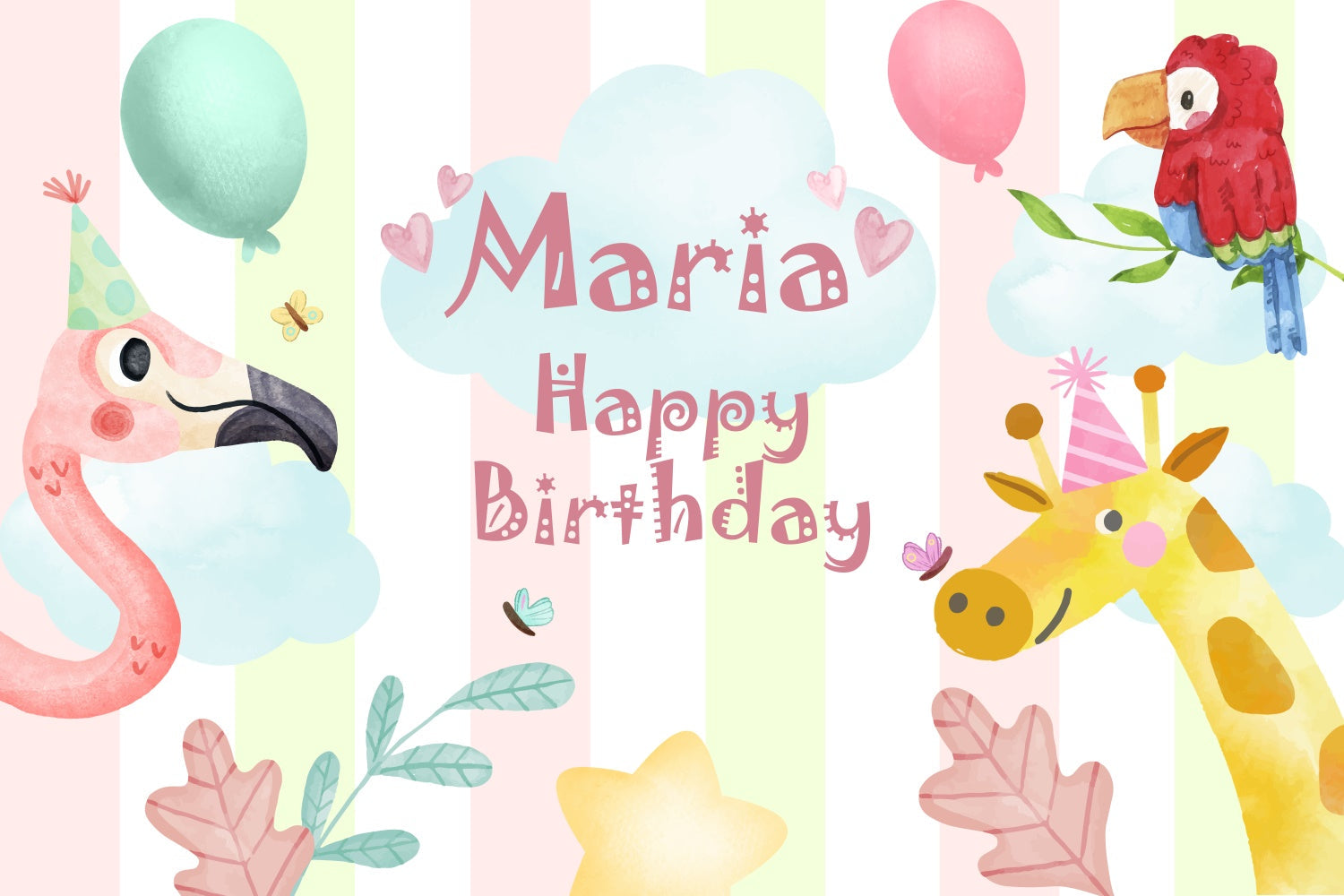 Personalisierte Backdrop für Geburtstag Safari Tier Party Backdrop BRP3-76