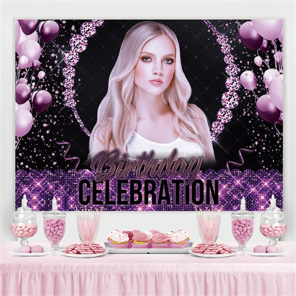 Personalisierte Backdrop für Geburtstag Lila Sparkle Glam Backdrop BRP3-77