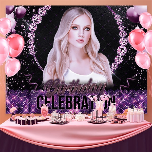 Personalisierte Backdrop für Geburtstag Lila Sparkle Glam Backdrop BRP3-77