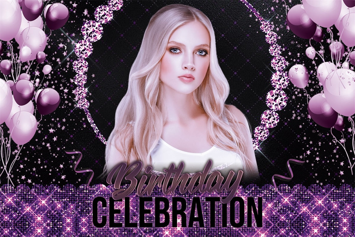 Personalisierte Backdrop für Geburtstag Lila Sparkle Glam Backdrop BRP3-77
