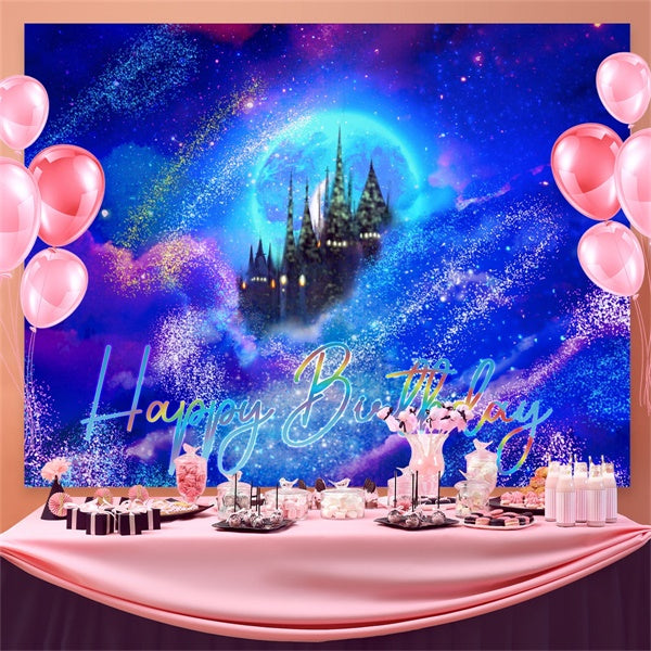 Personalisierte Geburtstag Backdrops Enchanted Galaxy Castle Backdrop BRP3-80