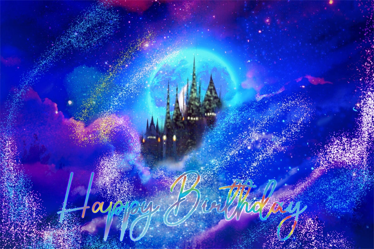 Personalisierte Geburtstag Backdrops Enchanted Galaxy Castle Backdrop BRP3-80