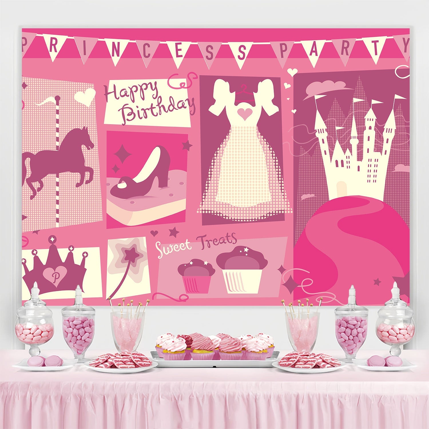 Personalisierte Geburtstagskulisse Elegant Rosa Feier Hintergrund BRP3-81