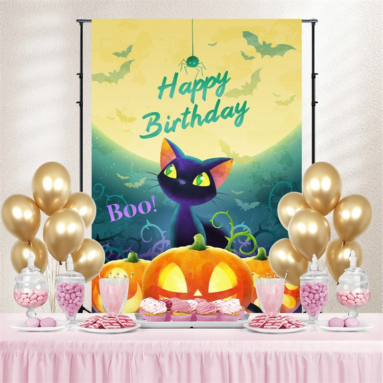 Customized Backdrop für Geburtstag Schwarze Katze Spooky Backdrop BRP3-89