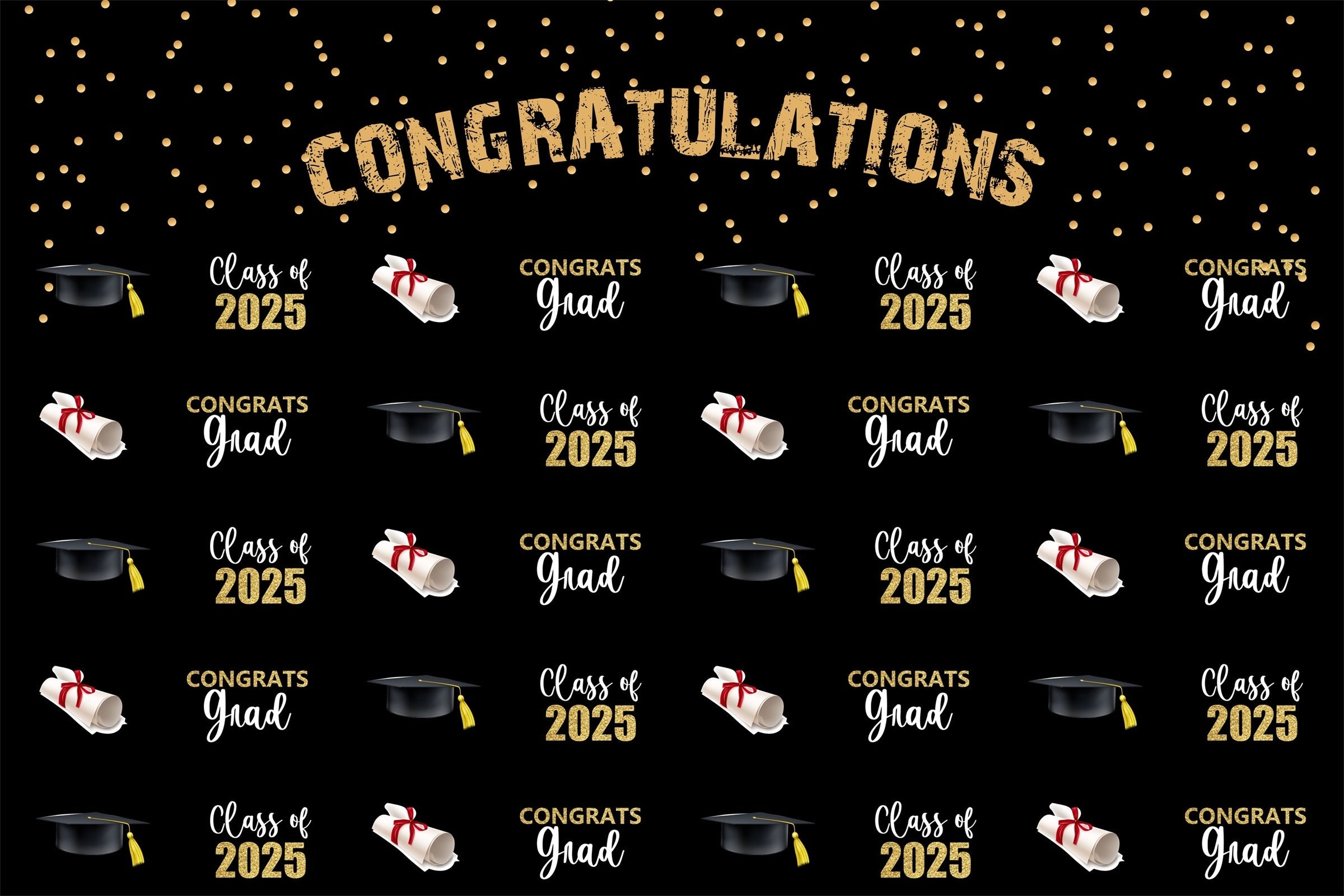 Personalisierte Graduation Backdrop 2025 Elegant Schwarz Graduation Party Backdrop BRP3-9