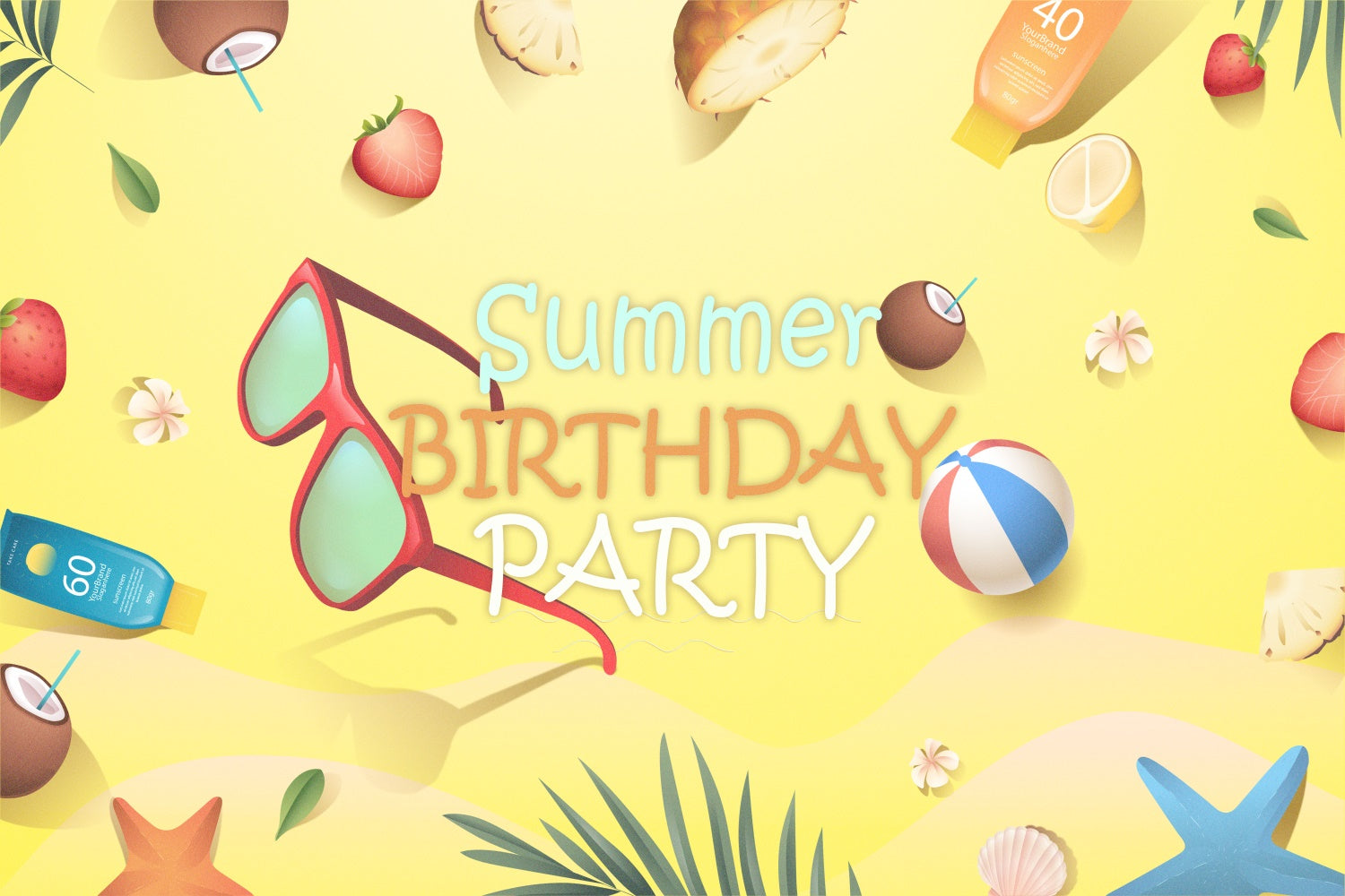 Customize Backdrop für Geburtstag Sommer Tropical Beach Backdrop BRP3-94