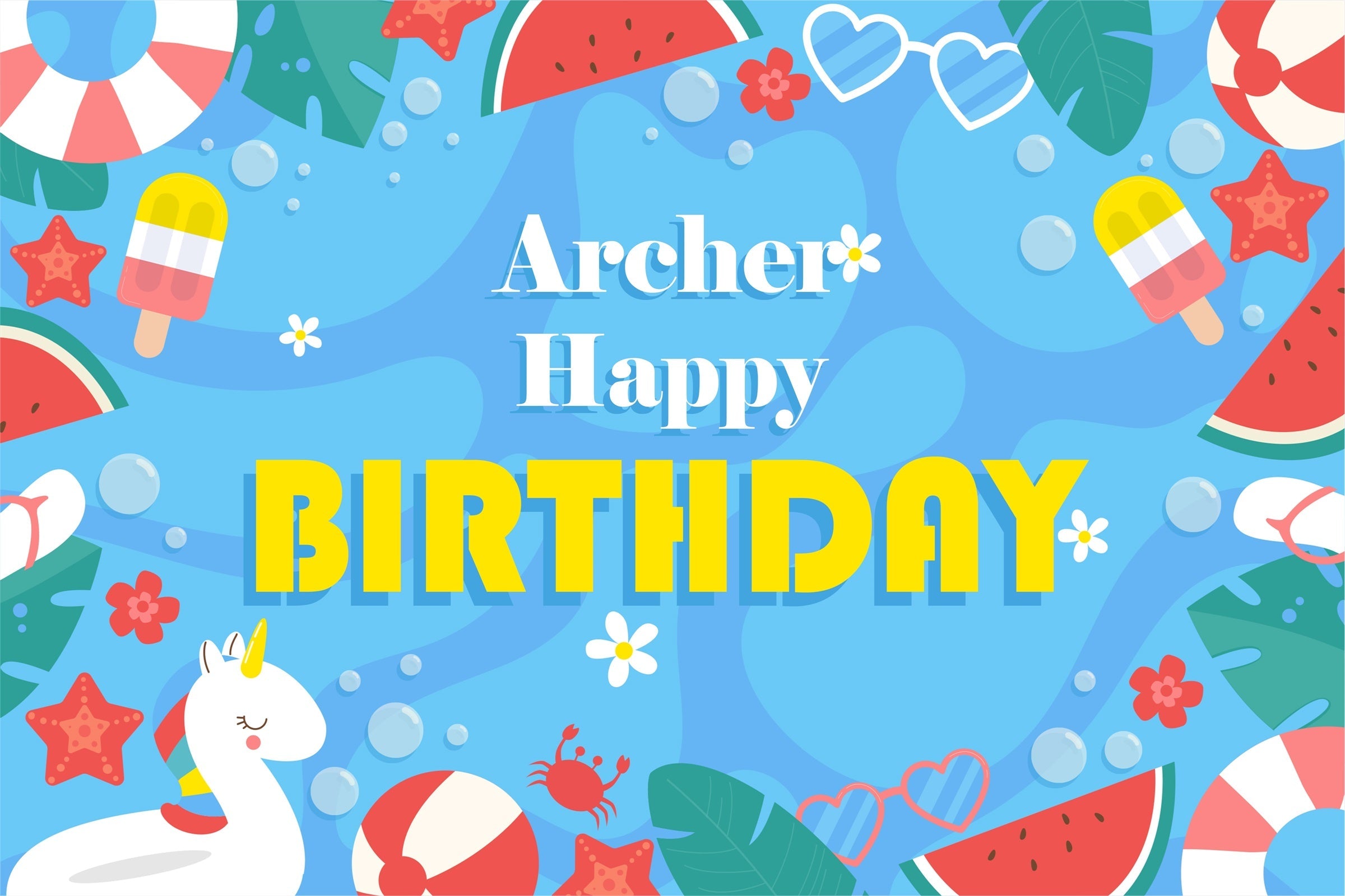 Personalisierte Backdrop für Geburtstag Tropical Pool Party Backdrop BRP3-95