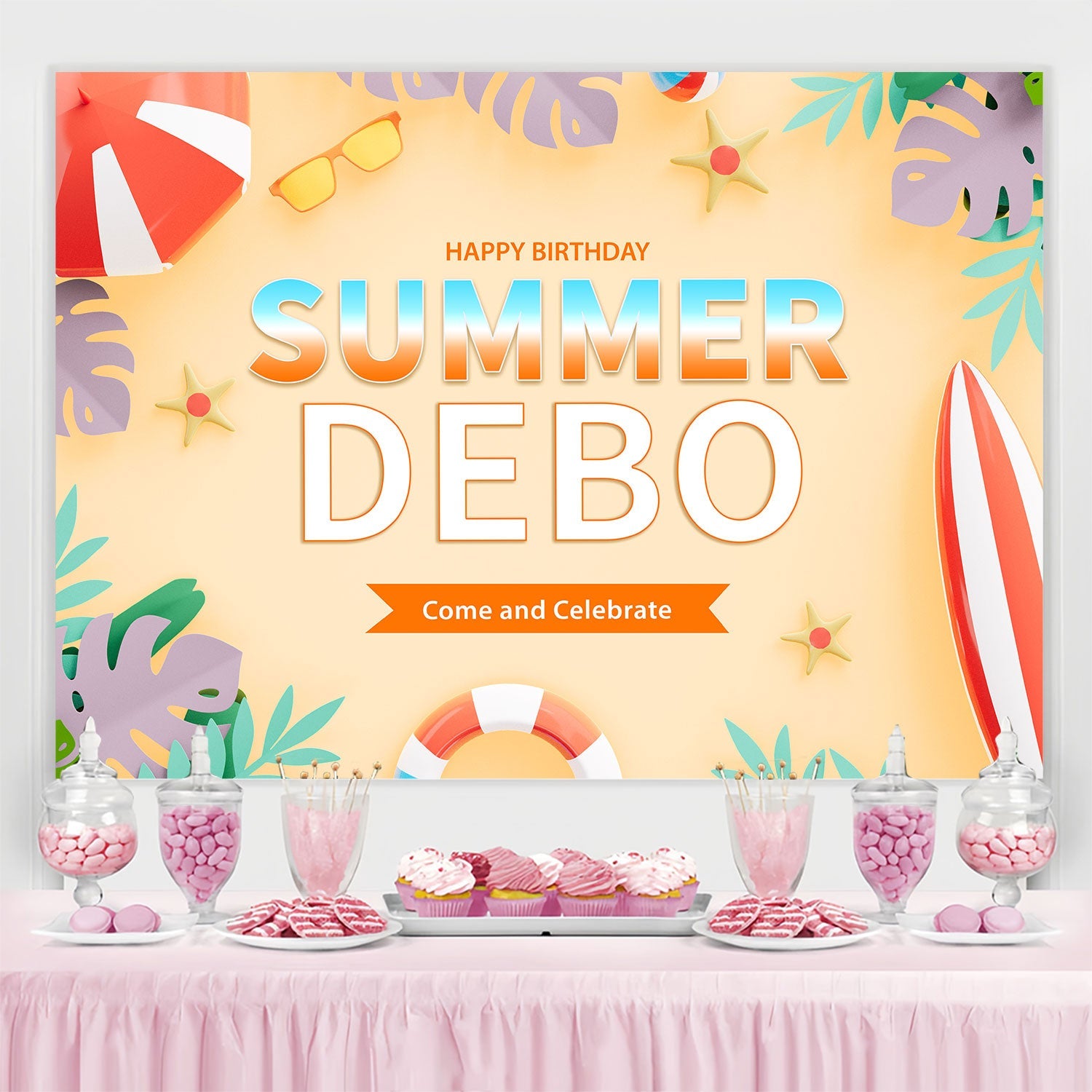 Personalisierte Geburtstag Backdrops Tropical Beach Party Backdrop BRP3-96