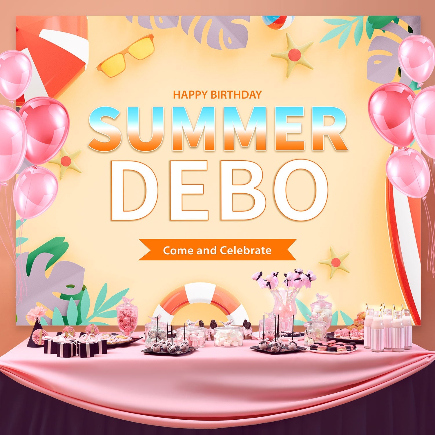 Personalisierte Geburtstag Backdrops Tropical Beach Party Backdrop BRP3-96