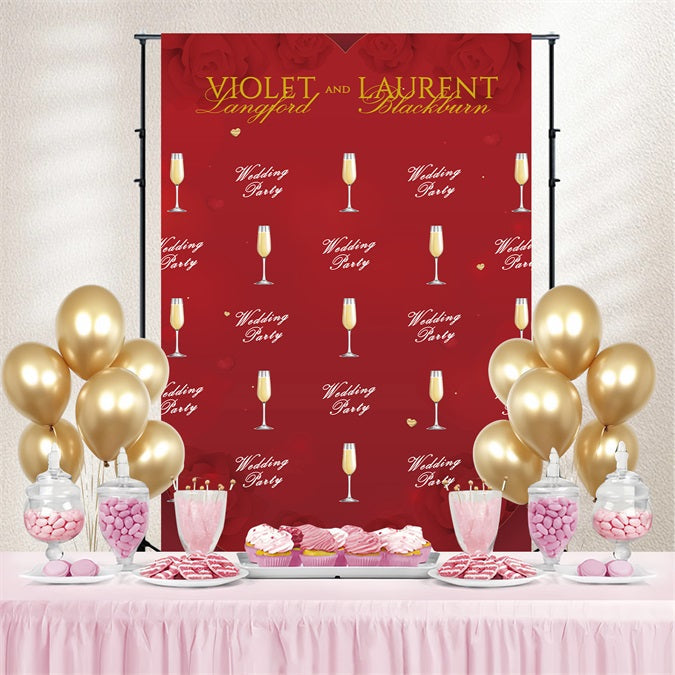 Hochzeit Zeremonie Backdrop Rote Rose Champagner Custom Backdrop BRP4-108
