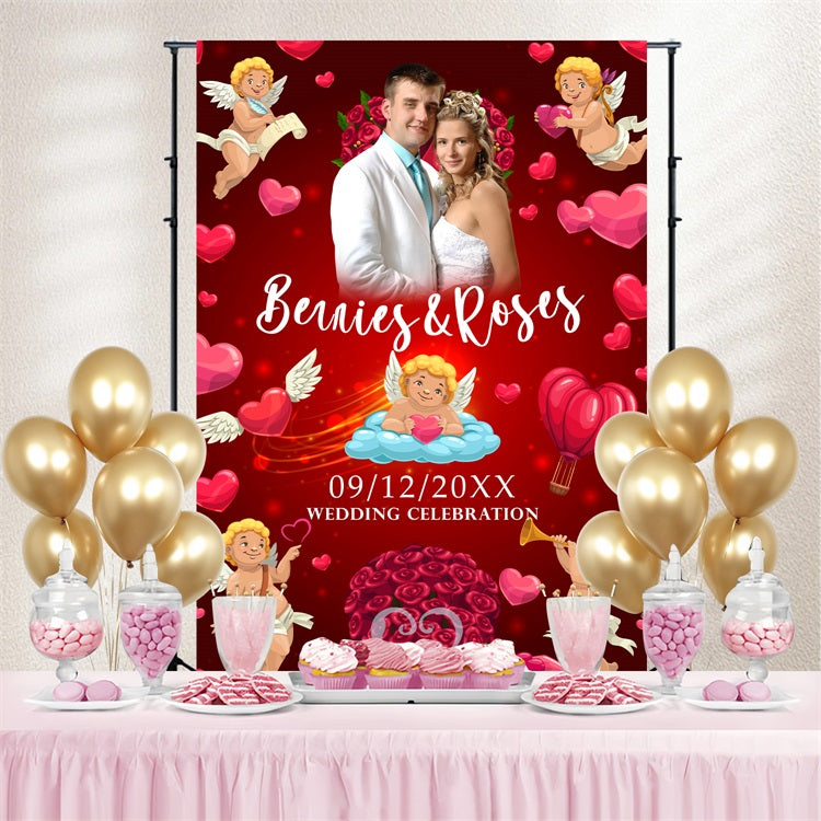 Hochzeit Fotokulissen Rosen Amor Herzen Individuelles Backdrop BRP4-110