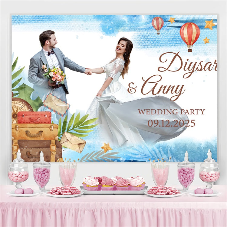 Hochzeit Backdrop Design Heißluftballon Reise Personalisierte Backdrop BRP4-114
