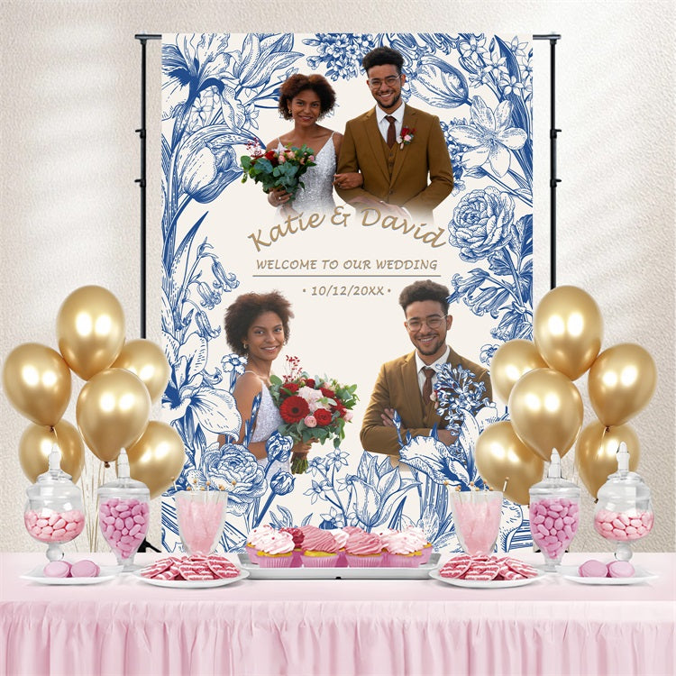 Elegante Hochzeitskulisse Sketch Bloom Personalisierte Kulisse BRP4-146