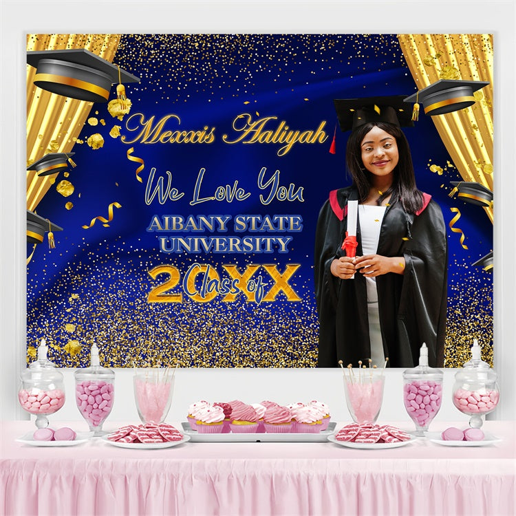 Custom Graduation Backdrops Königsblau Vorhang Graduation Party Backdrop BRP4-181