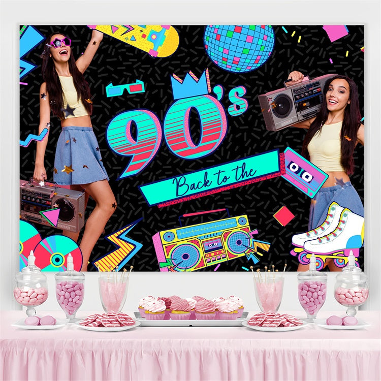 Backdrops für Tänze Bright Neon 90s Vibes Customized Backdrop BRP4-188