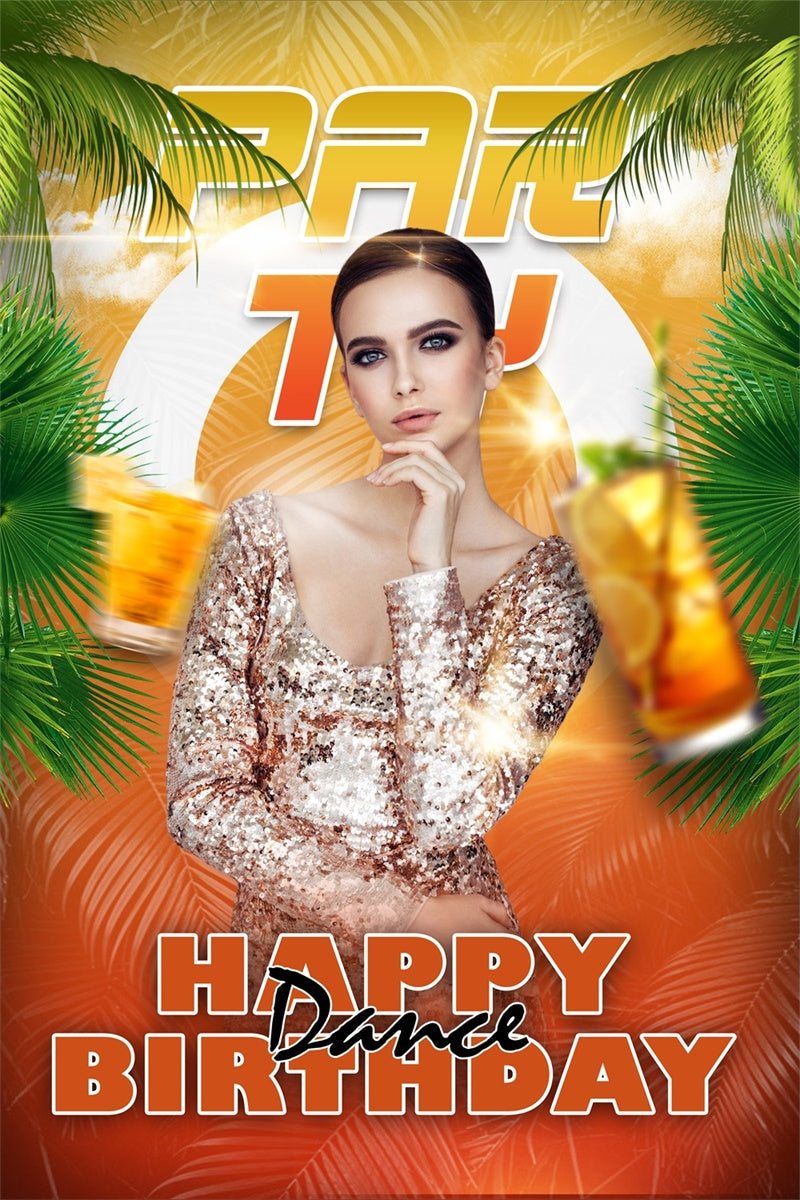 Backdrops für Tänze Palm Leaves Happy Birthday Individueller Hintergrund BRP4-200