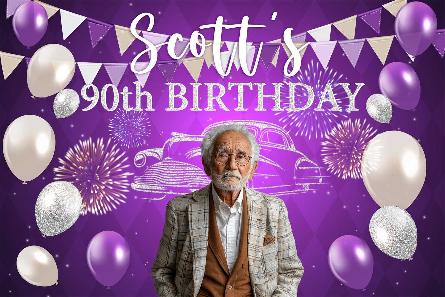 Benutzerdefinierte Made Geburtstag Backdrops Glitzer Stern Cartoon Backdrop BRP4-25