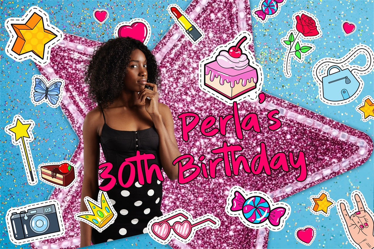 Benutzerdefinierte Happy Geburtstag Backdrop 30th Gown Blumen Krone Backdrop BRP4-26